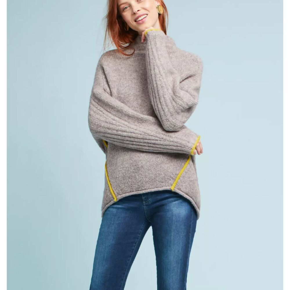 Anthropologie Moth Paloma Turtleneck Sweater Grey Size Large